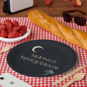 Moonlit Masquerade Elegant Halloween Paper Plates