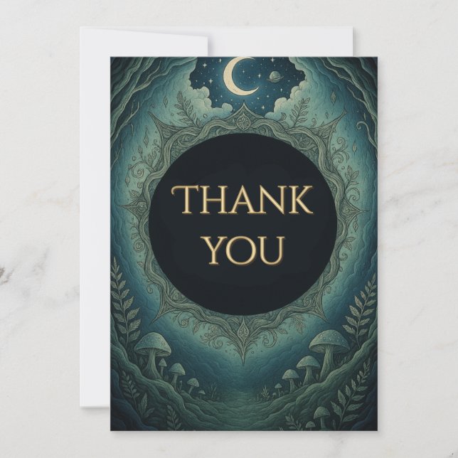 Moonlit Masquerade Elegant Thank You Card (Front)