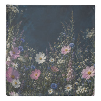 Moonlit Meadow Dark Wildflower Botanical Duvet Cover