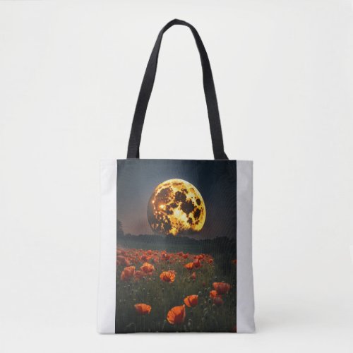 Moonlit Meadow Wide Angle Tote with Big Moon