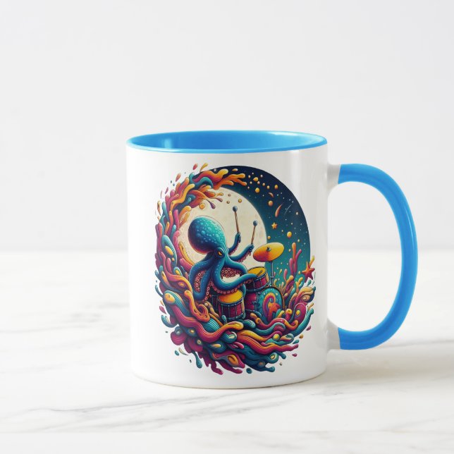 Moonlit Melodies Octopus Drummer Mug (Right)
