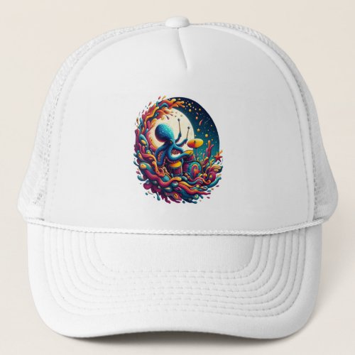 Moonlit Melodies Octopus Drummer Trucker Hat