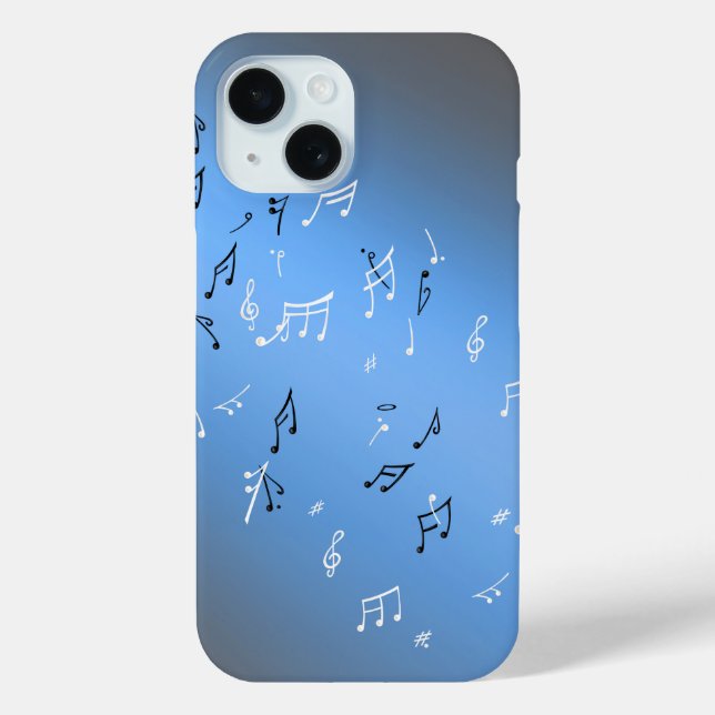 Moonlit Melody: Elegant Musical Notes iPhone Case (Back)