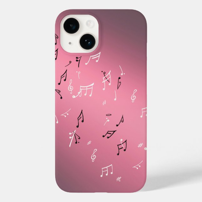 Moonlit Melody: Elegant Musical Notes iPhone Case (Back)