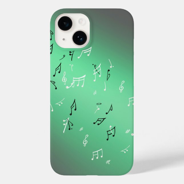 Moonlit Melody: Elegant Musical Notes iPhone Case (Back)