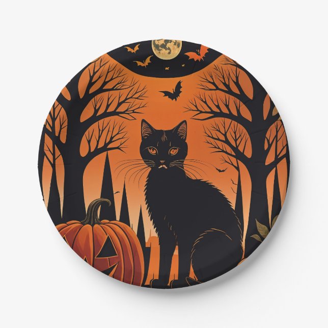 Moonlit Meow Paper Plates (Front)
