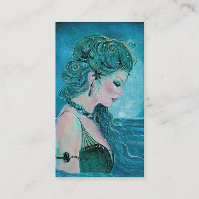 Moonlit Mermaid business cards By Renee Lavoie (Front)