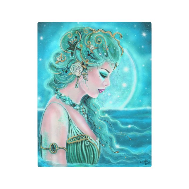 Moonlit Mermaid  By Renee Lavoie Metal Print (Front)
