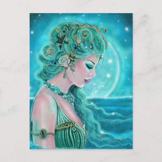 Moonlit Mermaid  By Renee Lavoie Postcard (Front)