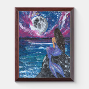 Moonlit mermaid handmade artwork  award plaque