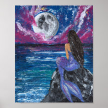 Moonlit mermaid handmade artwork 