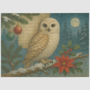 Moonlit Messenger Winter Owl Christmas Decoupage Tissue Paper