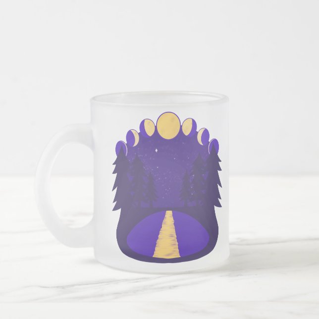 Moonlit Midnight Frosted Glass Coffee Mug (Left)