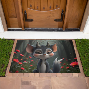 Moonlit Mischief Forest Spirit of Crimson Bloom.  Doormat