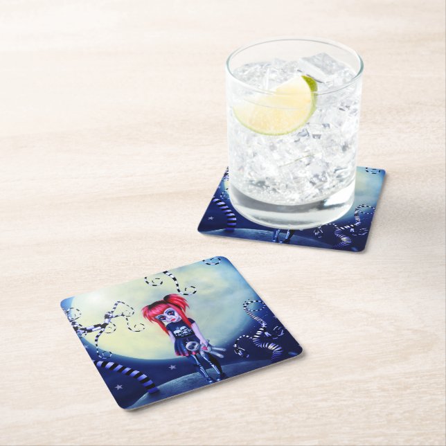 Moonlit Misfit Square Paper Coaster (Insitu)