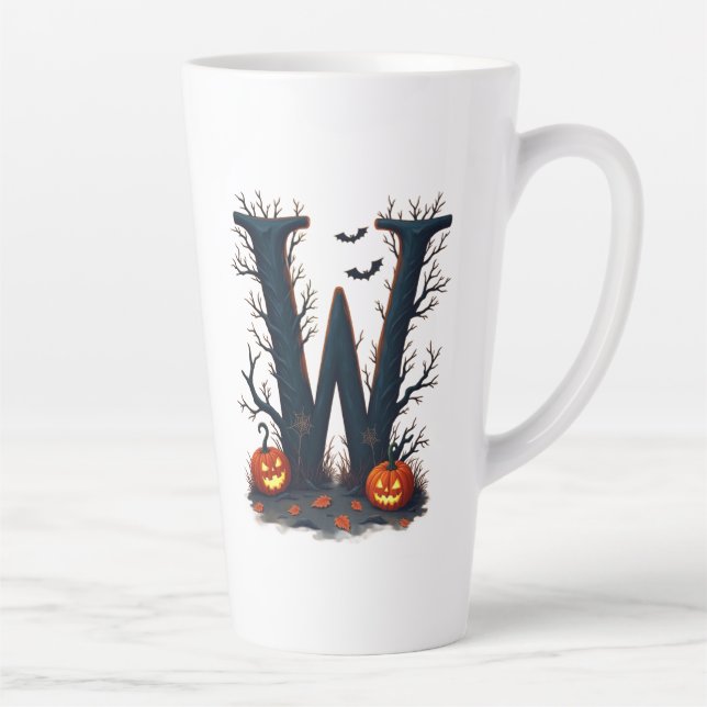 Moonlit Monogram  W Latte Mug (Right)