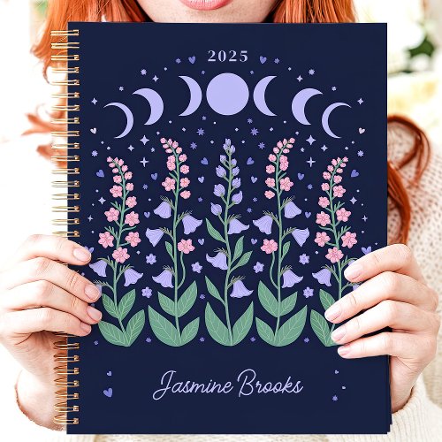 Moonlit Moon Phase Garden 2025 Custom Name Planner