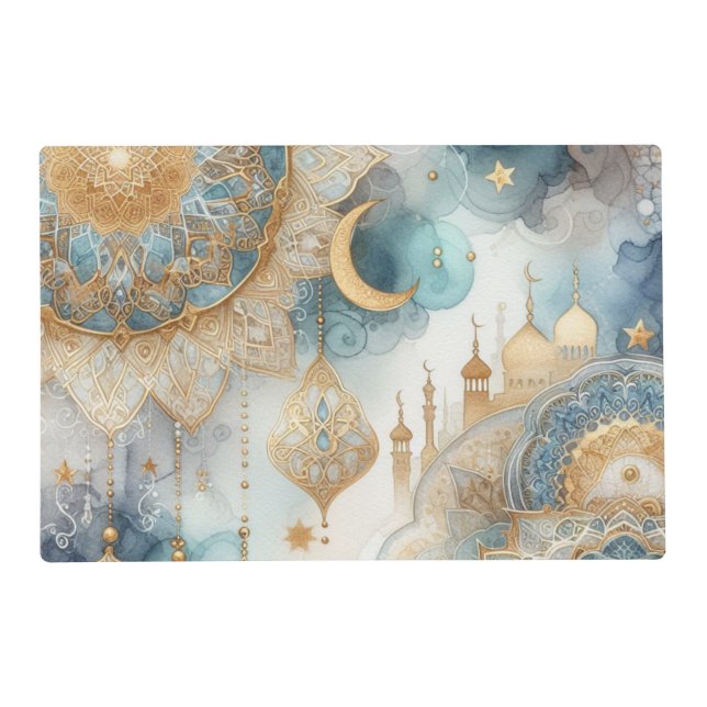 Moonlit Mosque Serenity for Eid Placemat (Front)