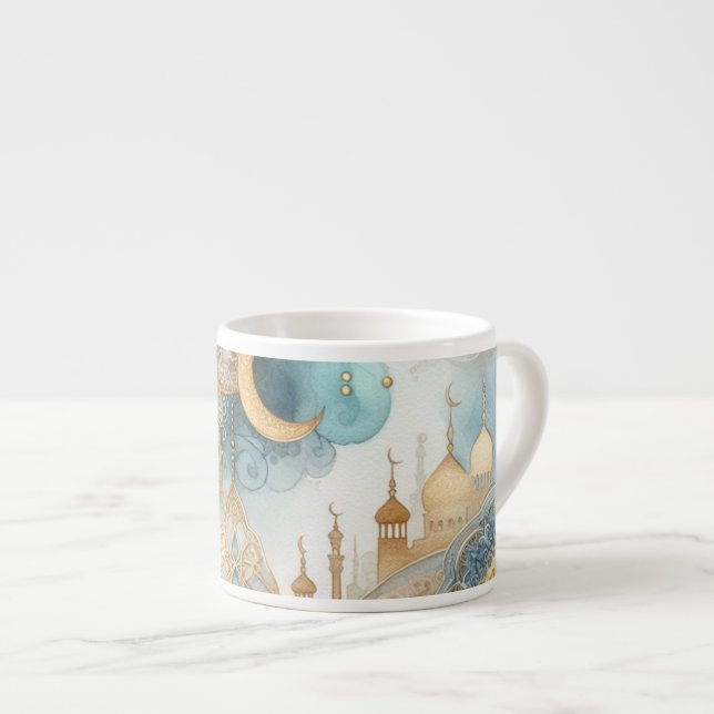 Moonlit Mosque Serenity for Ramadan Espresso Cup (Front Right)