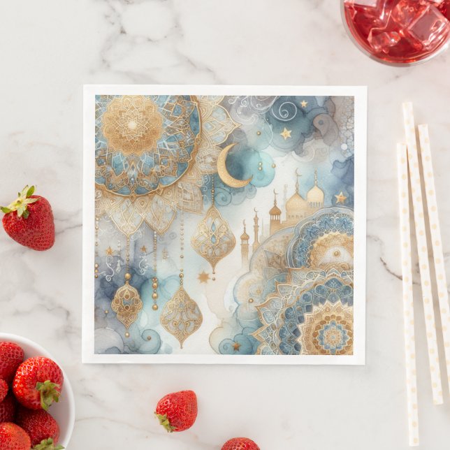 Moonlit Mosque Serenity for Ramadan Paper Dinner Napkins (Insitu)