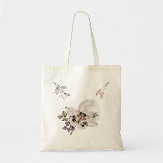 Moonlit Moth Graphic Tote Bag (Front)