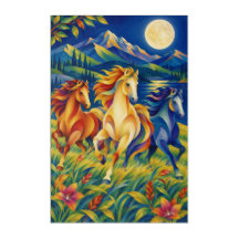 Moonlit Mountain Horses