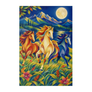 Moonlit Mountain Horses Acrylic Print
