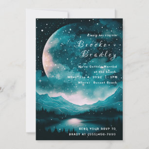 Moonlit Mountain Lake Wedding Invitation