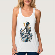 Moonlit Mountain Muse Boho Art Women's Tank Top