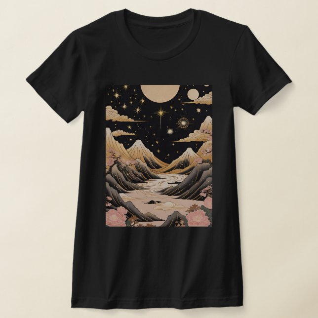 Moonlit Mountain Serenity T-Shirt (Laydown)