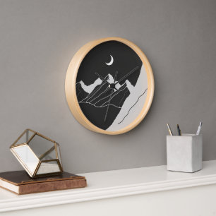 Moonlit Mountains Artistic Wall Clock with Night
