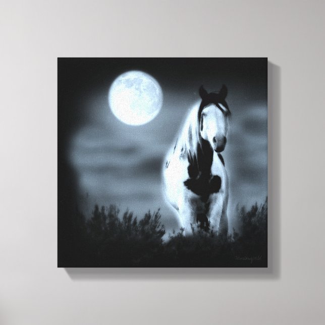 Moonlit Mystical Stallion Shaman Wrapped Canvas (Front)