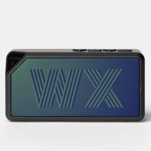  Moonlit Night Navy Blue to Teal Gradient Monogram Bluetooth Speaker