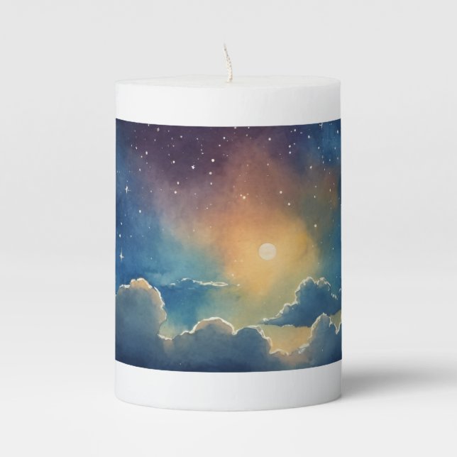 Moonlit Night Sky Candle (Front)