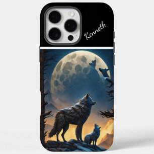 Moonlit Night with Howling Wolf iPhone 16 Pro Max Case