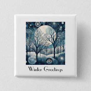 Moonlit Nordic Forest, customizable Button
