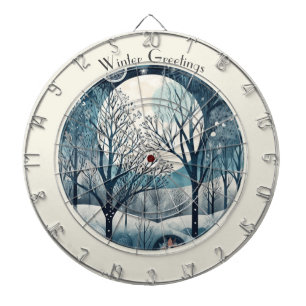 Moonlit Nordic Forest, customizable Dart Board