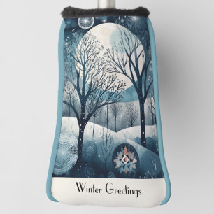 Moonlit Nordic Forest, customizable Golf Head Cover