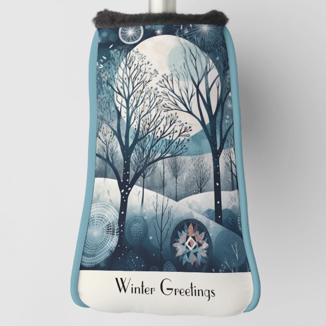 Moonlit Nordic Forest, customizable  Golf Head Cover (Rotate 90)