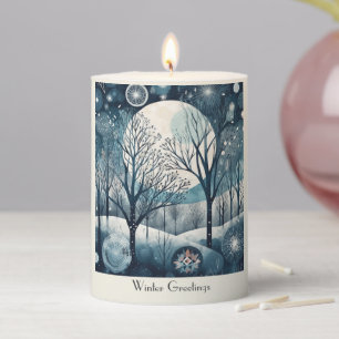 Moonlit Nordic Forest, customizable Pillar Candle