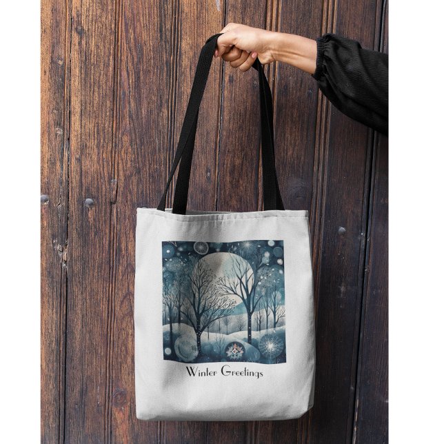 Moonlit Nordic Forest, customizable Tote Bag (Creator Uploaded)