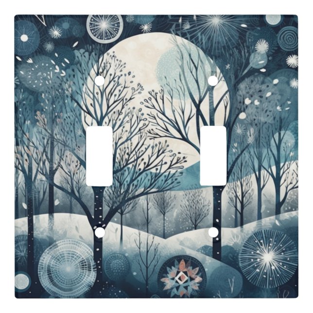 Moonlit Nordic Forest Light Switch Cover (Front)