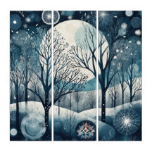 Moonlit Nordic Forest Winter Night