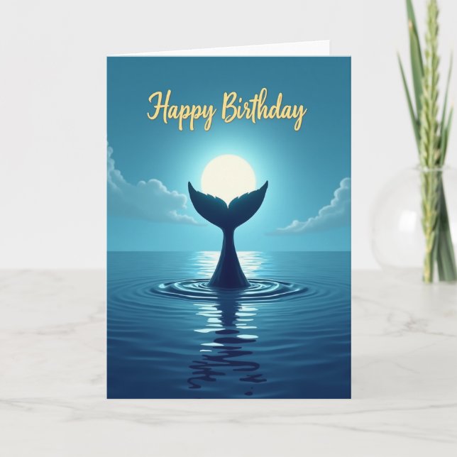 Moonlit Ocean Birthday Card (Front)