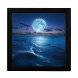 Moonlit Ocean Waves with Full Moon Gift Box