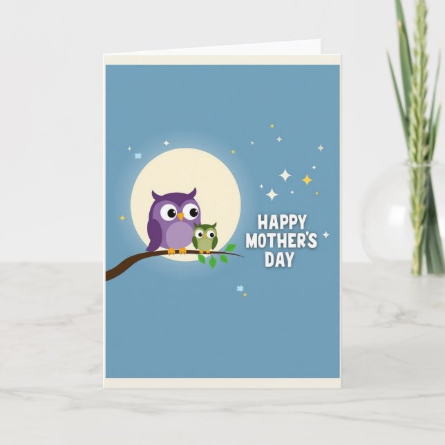 Moonlit Owls Mothers Day Card (Front)