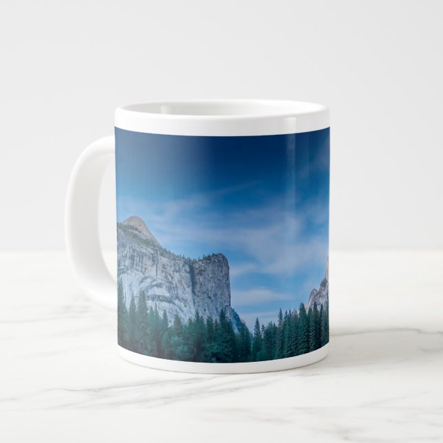 Moonlit Panoramic view of Yosemite Valley Giant Coffee Mug (Front Left)