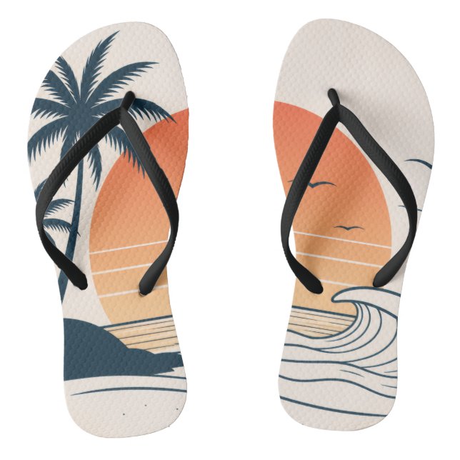 Moonlit Paradise Summer | Tropical Beach  Flip Flops (Footbed)
