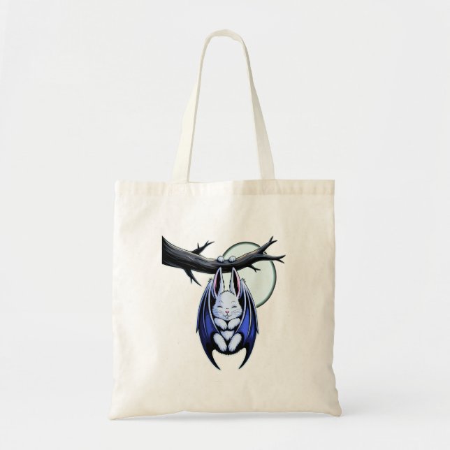 Moonlit Pastel Bat Bunny Cute Gothic Halloween Tote Bag (Front)