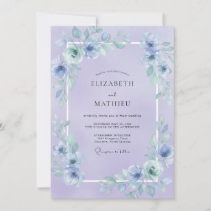 Moonlit Periwinkle Painted Petal Wedding Invitation